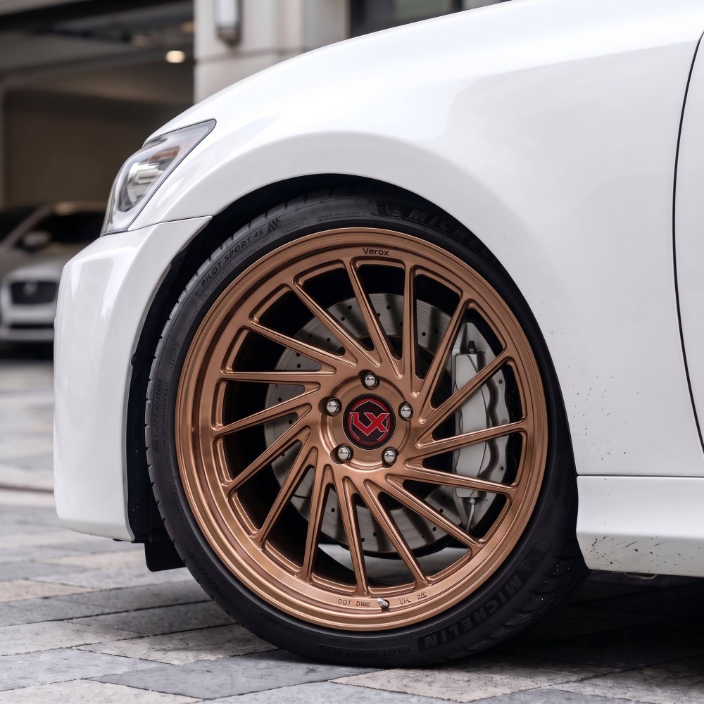 Satin Bronze Rose Gold Monoblock Forged Rim Fitment BMW M3 G80